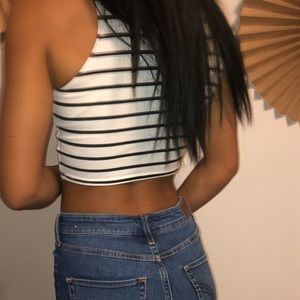 Aeropostale Black and white striped crop top